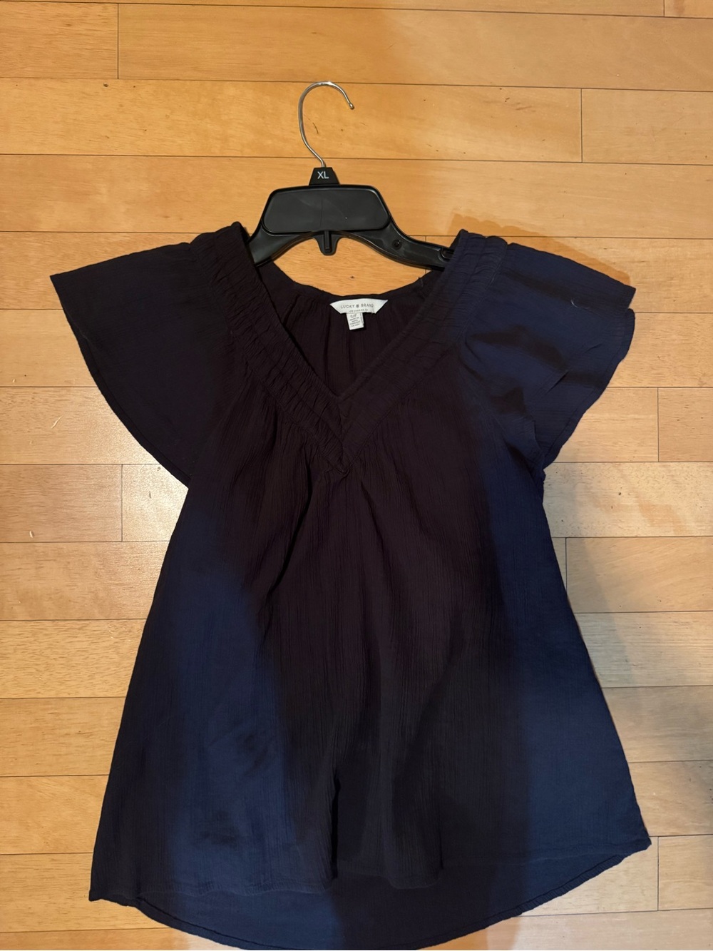 Lucky Brand Black V-Neck Flutter Sleeve Tank